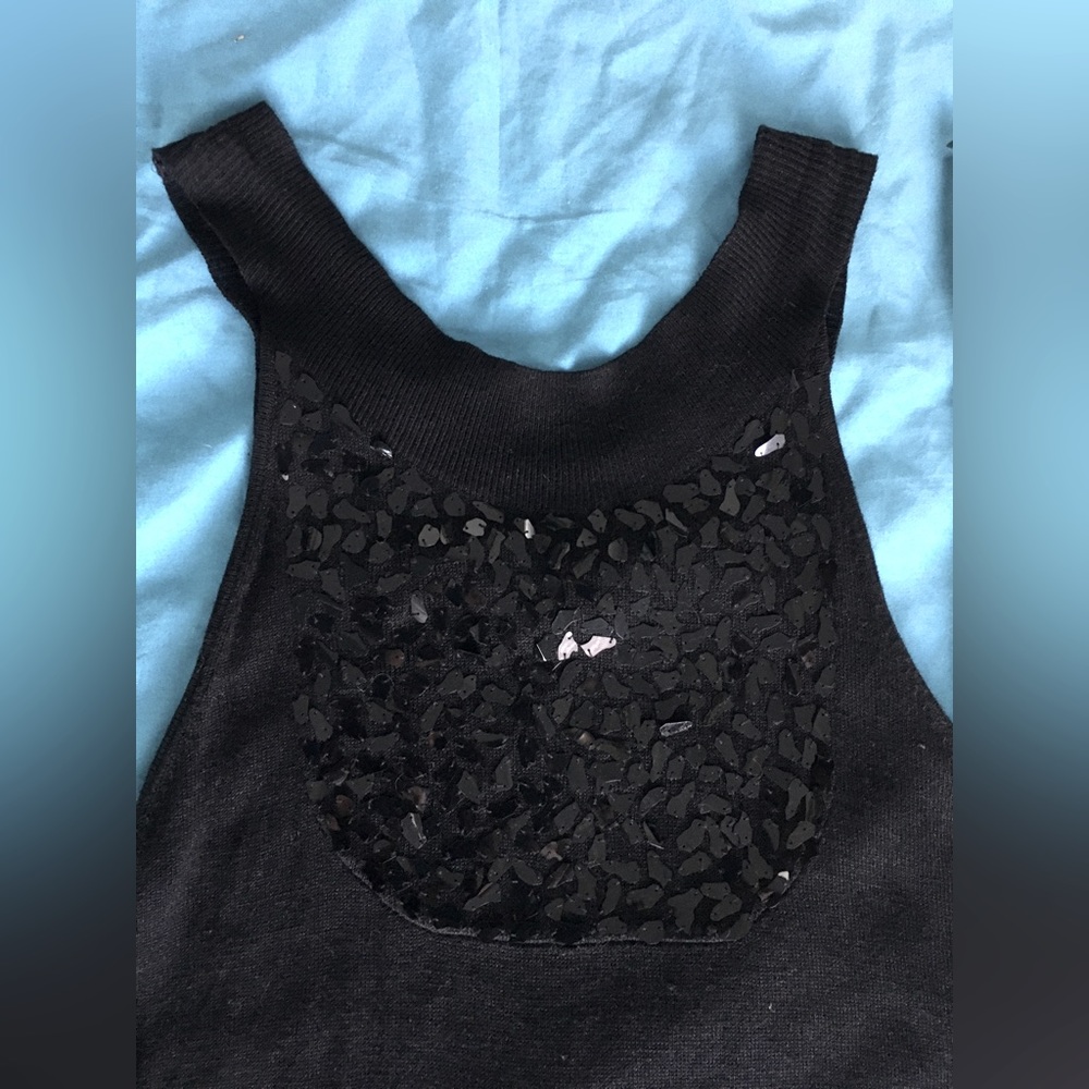 Y2k Arden B black silk sequins sleeveless blouse